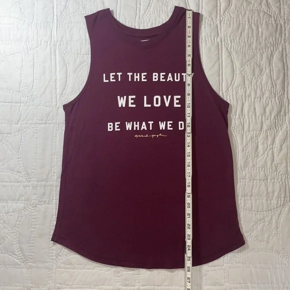 Spiritual Gangster Maroon Soft Tank Top M Beauty Quote Sleeveless Workout Tee - Picture 6 of 8